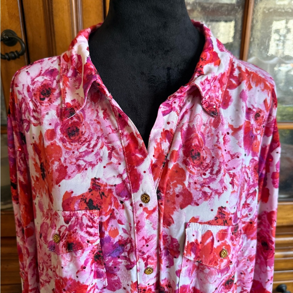 Vibrant Floral Button-Up Blouse